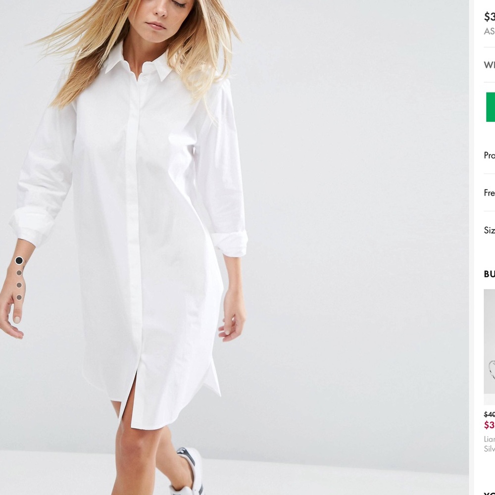 ASOS Cotton White Shirt Dress